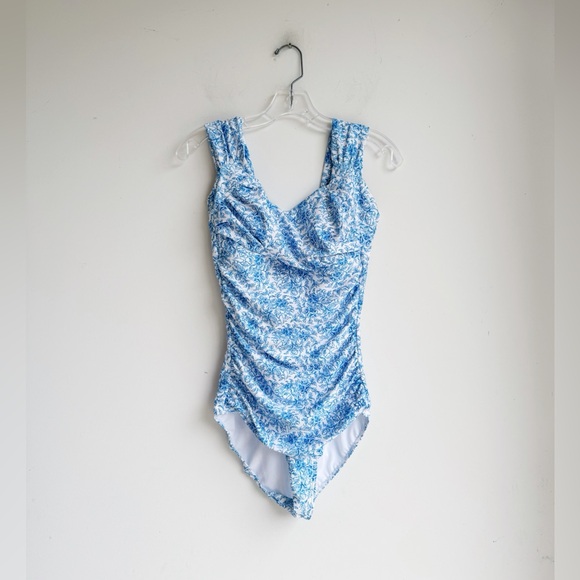 ALBION FIT Savannah One-Piece Swimsuit in Blue Floral Small